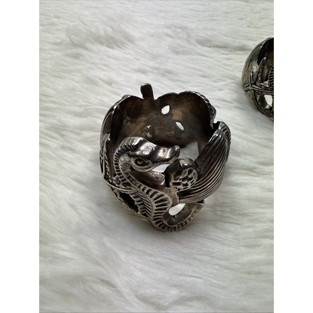Godinger Silver‎ Co Vtg 1994 Napkin Holders Seashell Seahorse Ocean 3 Piece Set